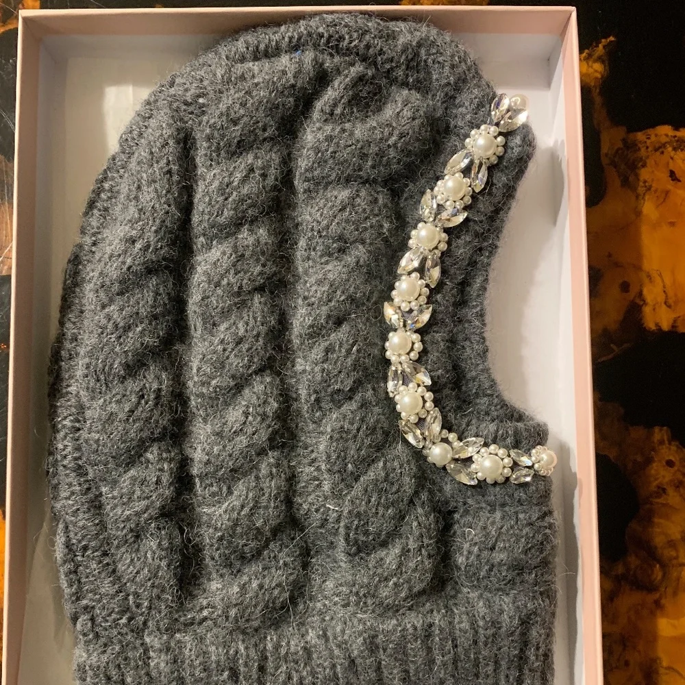 Simone Rocha Gray Beaded Balaclava - Picture 1 of 1